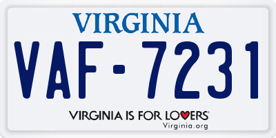 VA license plate VAF7231