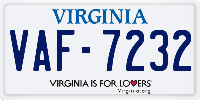 VA license plate VAF7232