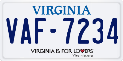 VA license plate VAF7234
