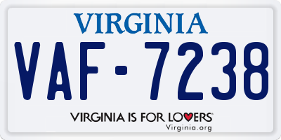 VA license plate VAF7238