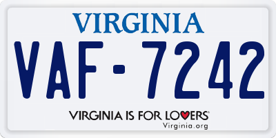 VA license plate VAF7242