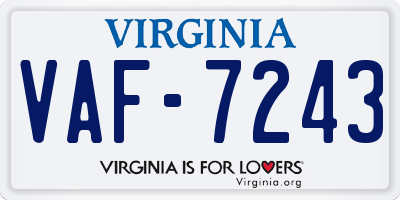 VA license plate VAF7243