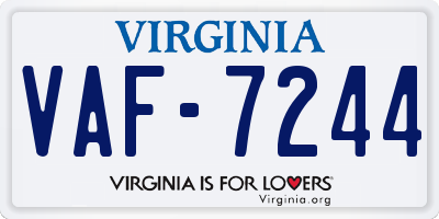 VA license plate VAF7244