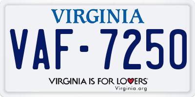 VA license plate VAF7250