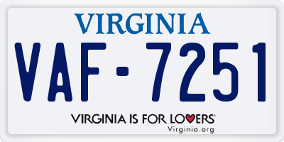 VA license plate VAF7251