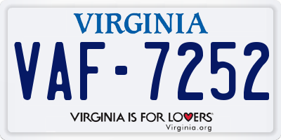 VA license plate VAF7252