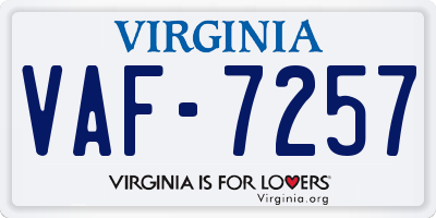 VA license plate VAF7257