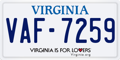 VA license plate VAF7259