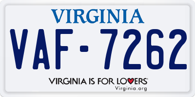 VA license plate VAF7262