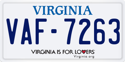 VA license plate VAF7263