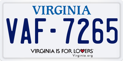 VA license plate VAF7265