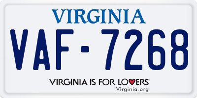 VA license plate VAF7268