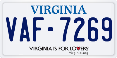 VA license plate VAF7269