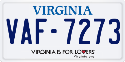 VA license plate VAF7273