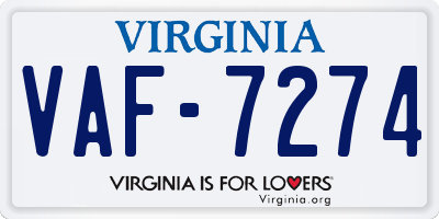 VA license plate VAF7274