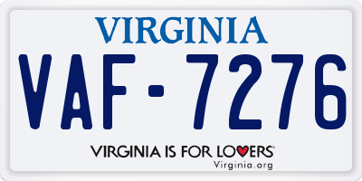 VA license plate VAF7276