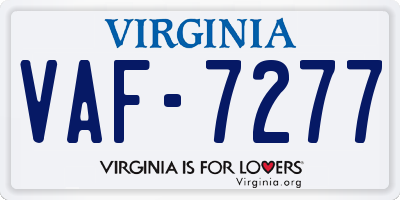 VA license plate VAF7277