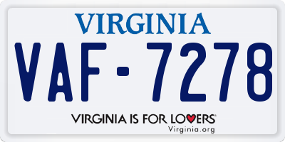 VA license plate VAF7278