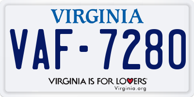 VA license plate VAF7280
