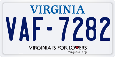 VA license plate VAF7282
