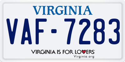 VA license plate VAF7283