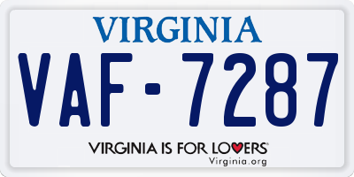 VA license plate VAF7287