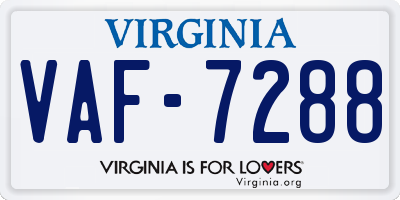 VA license plate VAF7288