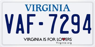 VA license plate VAF7294