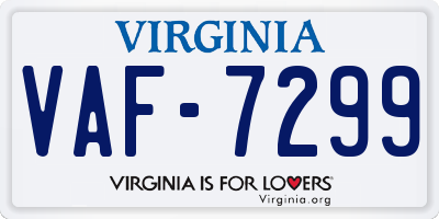 VA license plate VAF7299