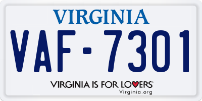 VA license plate VAF7301