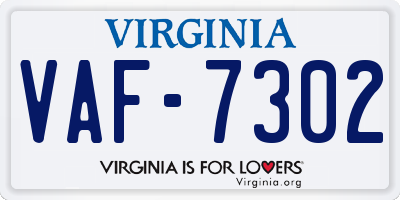 VA license plate VAF7302
