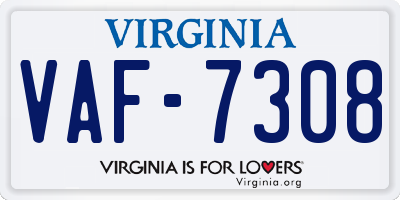 VA license plate VAF7308