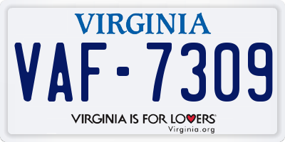 VA license plate VAF7309