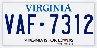 VA license plate VAF7312