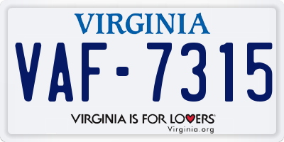 VA license plate VAF7315