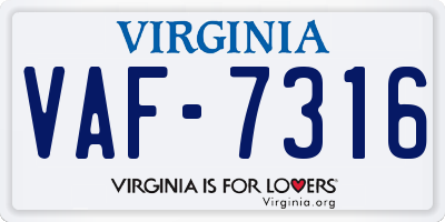 VA license plate VAF7316