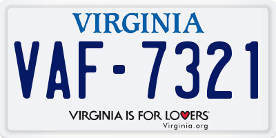 VA license plate VAF7321