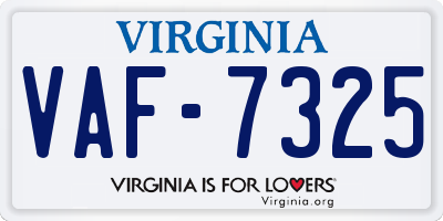VA license plate VAF7325