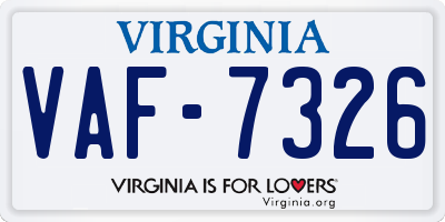 VA license plate VAF7326