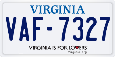 VA license plate VAF7327