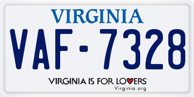 VA license plate VAF7328