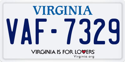 VA license plate VAF7329