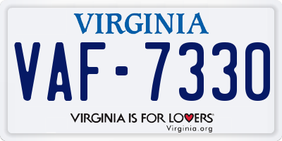 VA license plate VAF7330