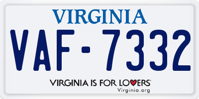 VA license plate VAF7332