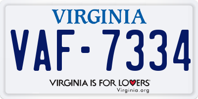 VA license plate VAF7334