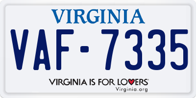 VA license plate VAF7335