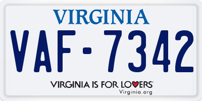 VA license plate VAF7342