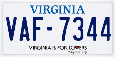 VA license plate VAF7344