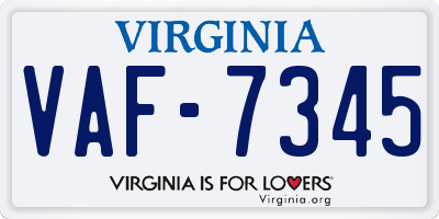 VA license plate VAF7345