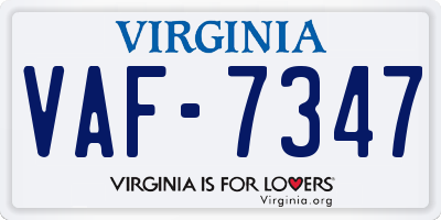 VA license plate VAF7347